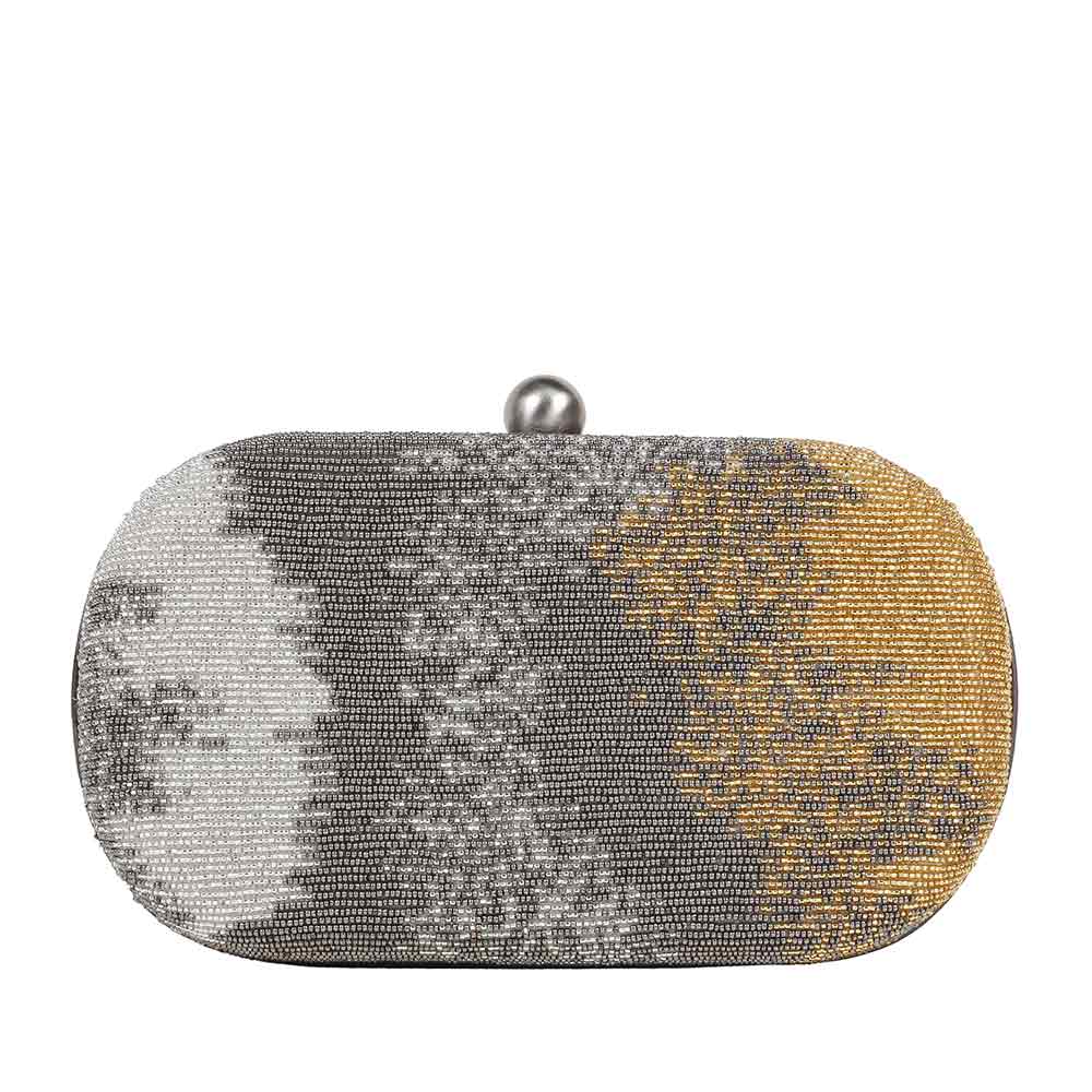 Osmetic Oval Clutch Lustrous Silver