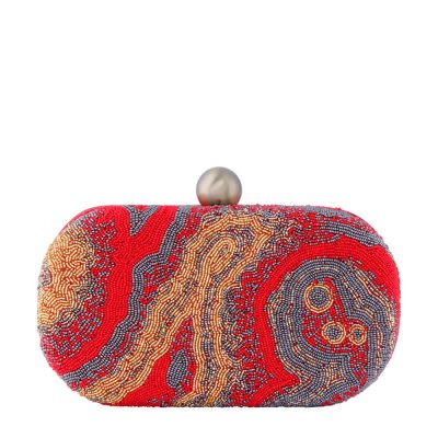 Gemstone Oval Clutch Carnelian Red