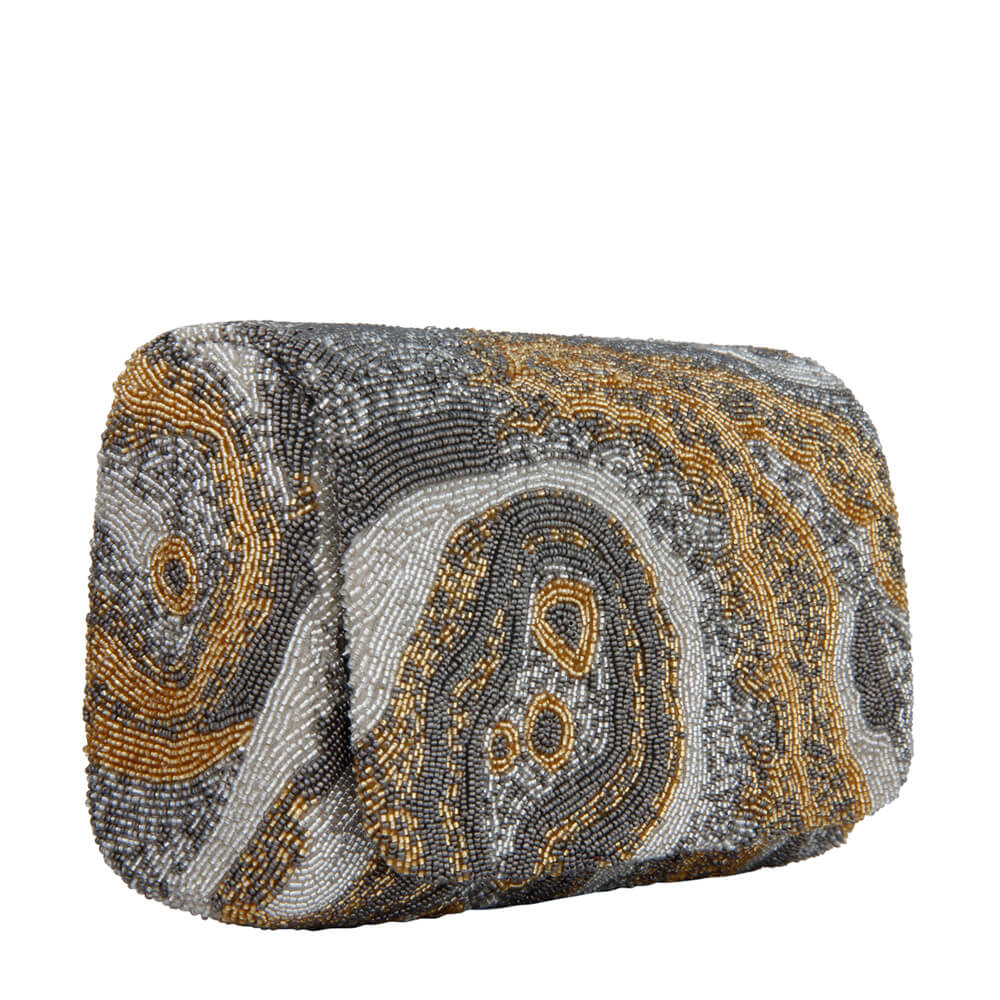 Gemstone Flapover Clutch Lustrous Silver