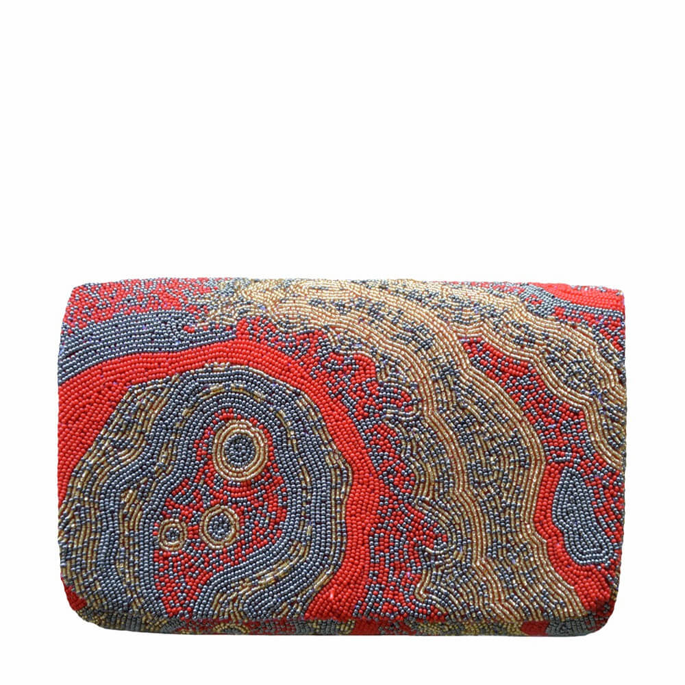 Gemstone Flapover Clutch Carnelian Red