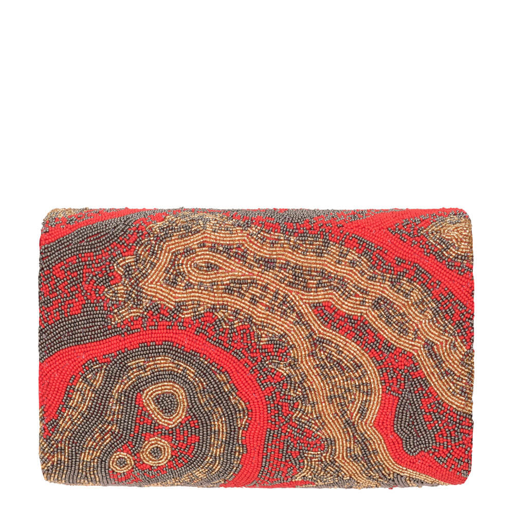 Gemstone Flapover Clutch Carnelian Red