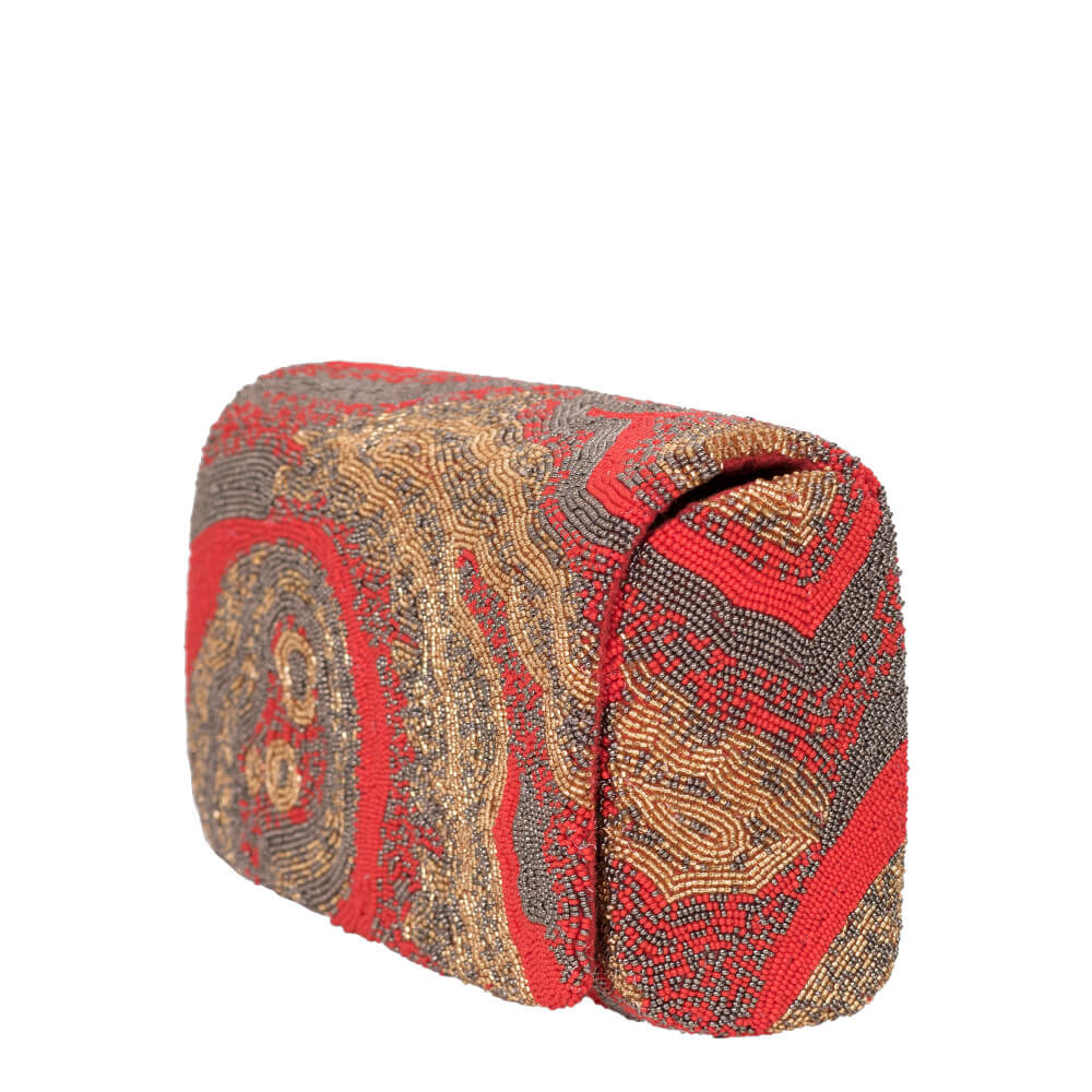 Gemstone Flapover Clutch Carnelian Red