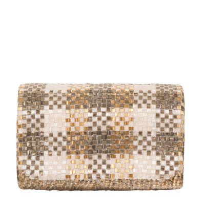 Quartz Flapover Clutch Peerless Gold