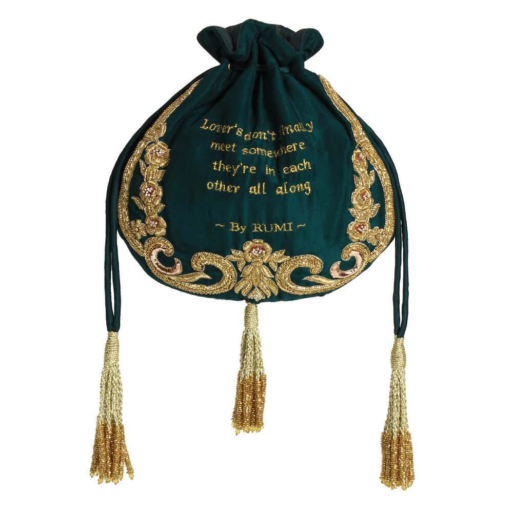 Keepsake Monogram Potli Emerald Green