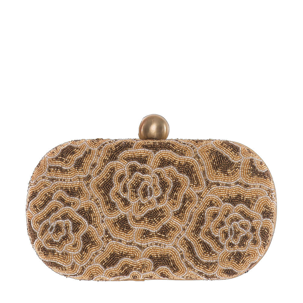 Rosette Oval Clutch Peerless Gold