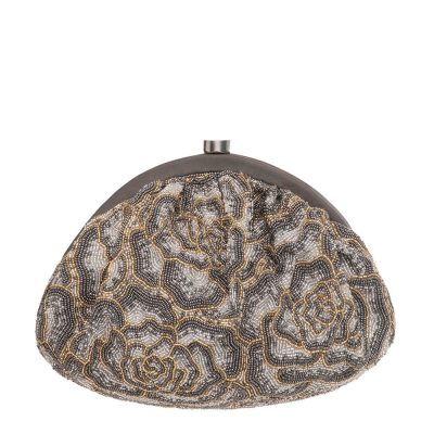 Rosette Soft Pouch Lustrous Silver