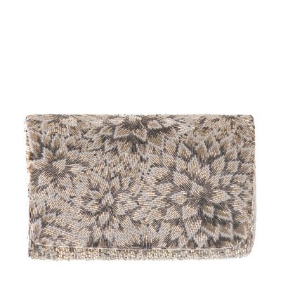 Floret Flapover Clutch Lustrous Silver