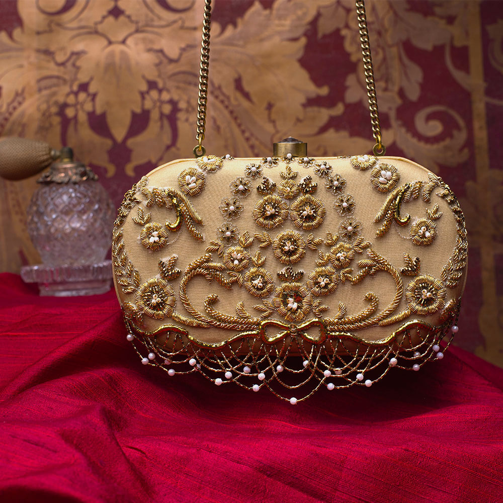 Candela Oval Clutch Champagne Beige