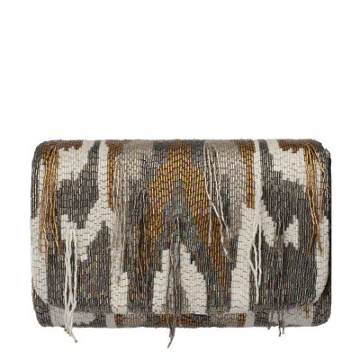 Amber Flapover Clutch Lustrous Silver