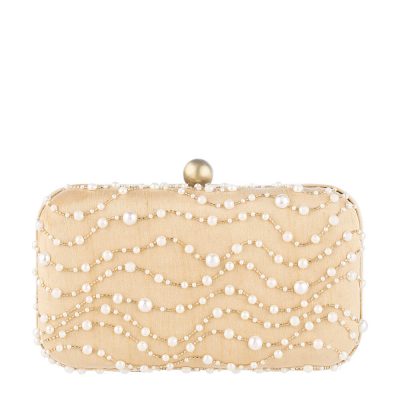 Mehtab Box Clutch Champagne Beige