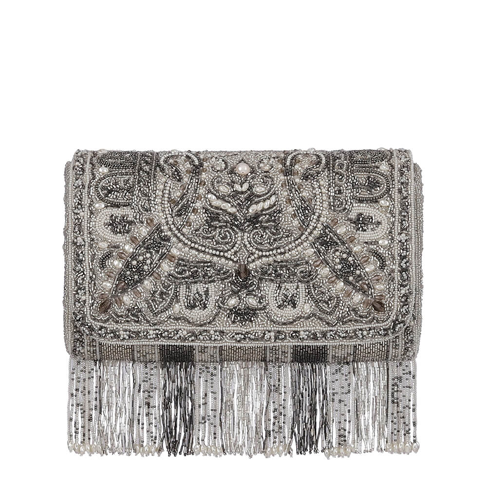 Pashmina Flapover Clutch Lustrous Silver
