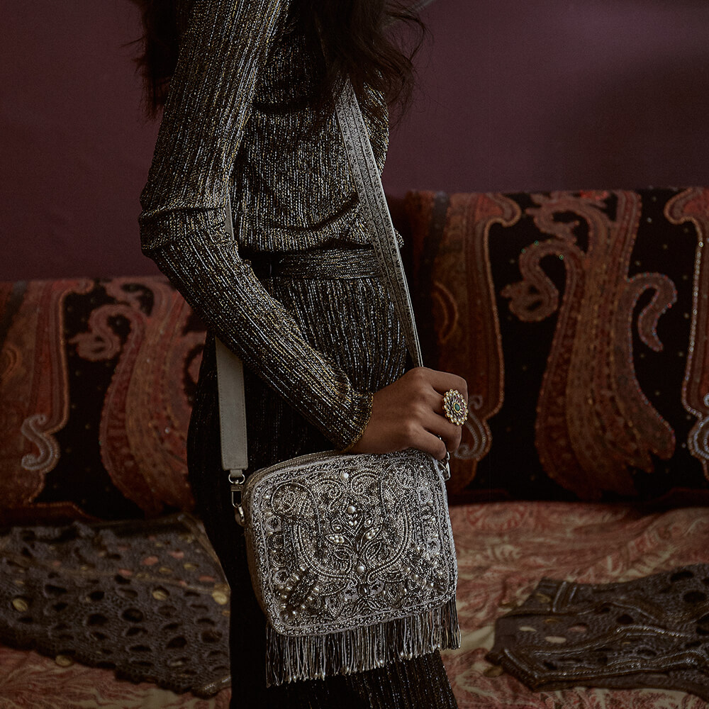 Pashmina Messenger Bag Lustrous Silver