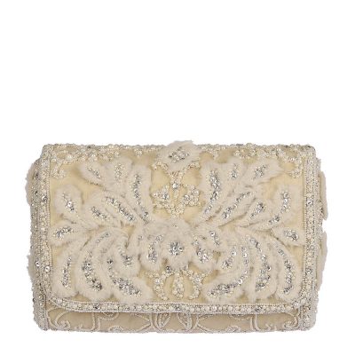 Baroque Flapover Clutch Pristine Ivory