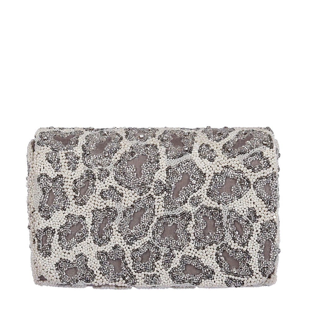 Chichi Flapover Clutch Lustrous Silver With Handle