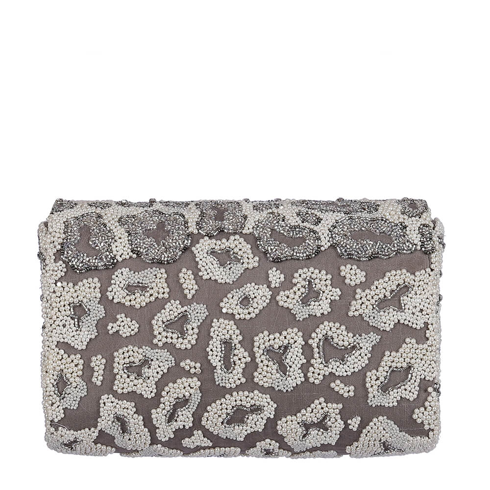 Chichi Flapover Clutch Lustrous Silver With Handle