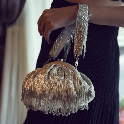 Firante Soft Pouch Lustrous Silver With Handle