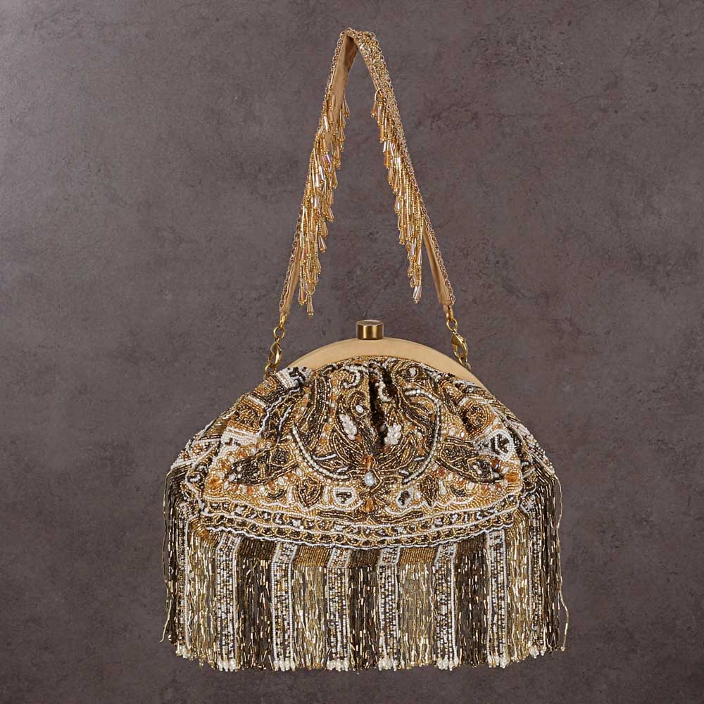 Pashmina Soft Pouch Peerless Gold With Handle