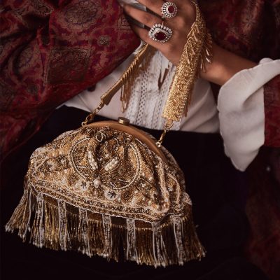 Pashmina Soft Pouch Peerless Gold With Handle