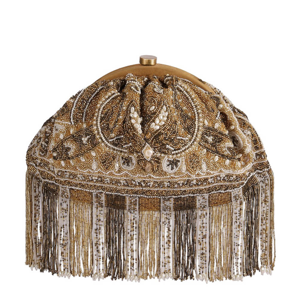 Pashmina Soft Pouch Peerless Gold With Handle