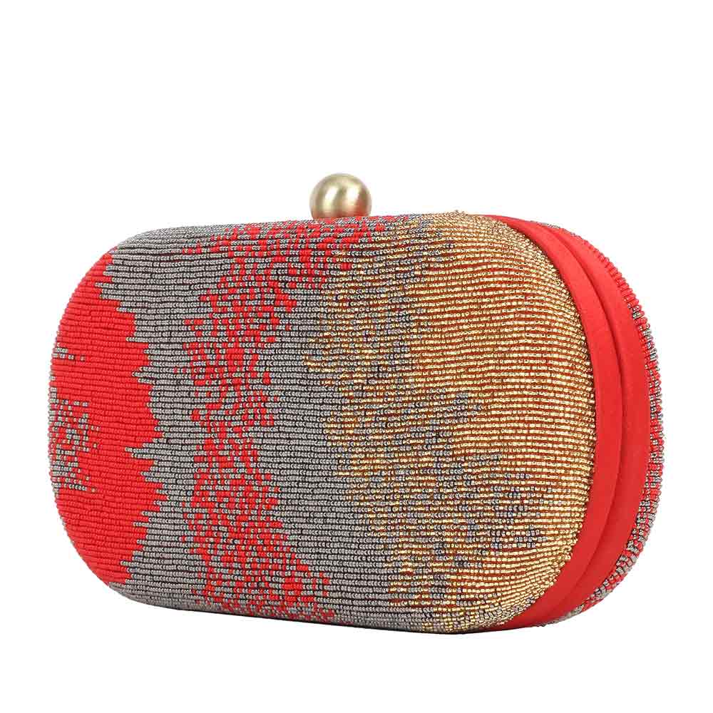 Osmetic Oval Clutch Carnelian Red