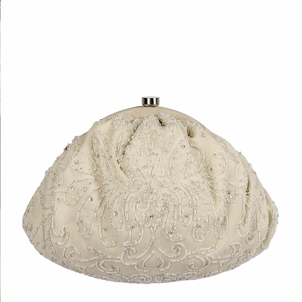 Baroque Soft Pouch Pristine Ivory With Handle