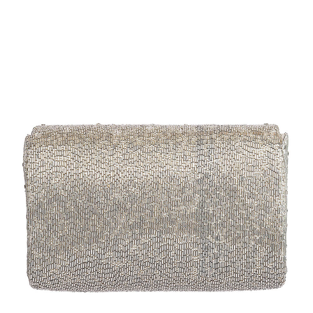 Eclat Flapover Clutch Lustrous Silver With Handle