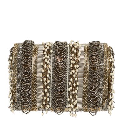 Ruche Flapover Clutch Antique Gold Antique Silver