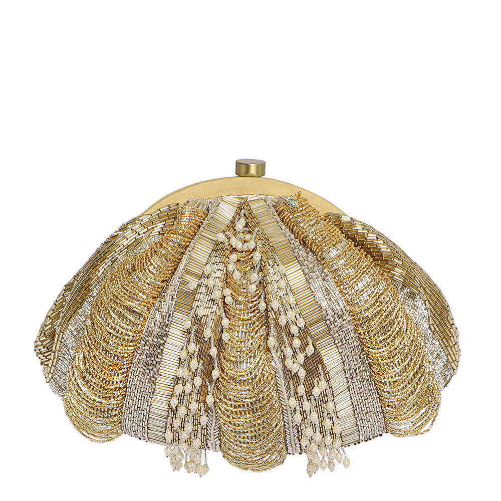 Ruche Soft Pouch Peerless Gold Lustrous Silver