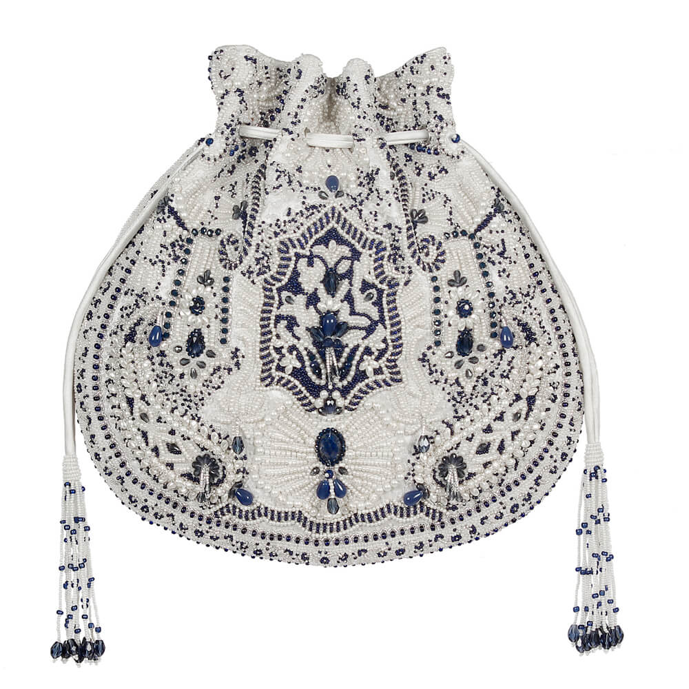 Bijoux Potli Pristine Ivory Lapis Blue