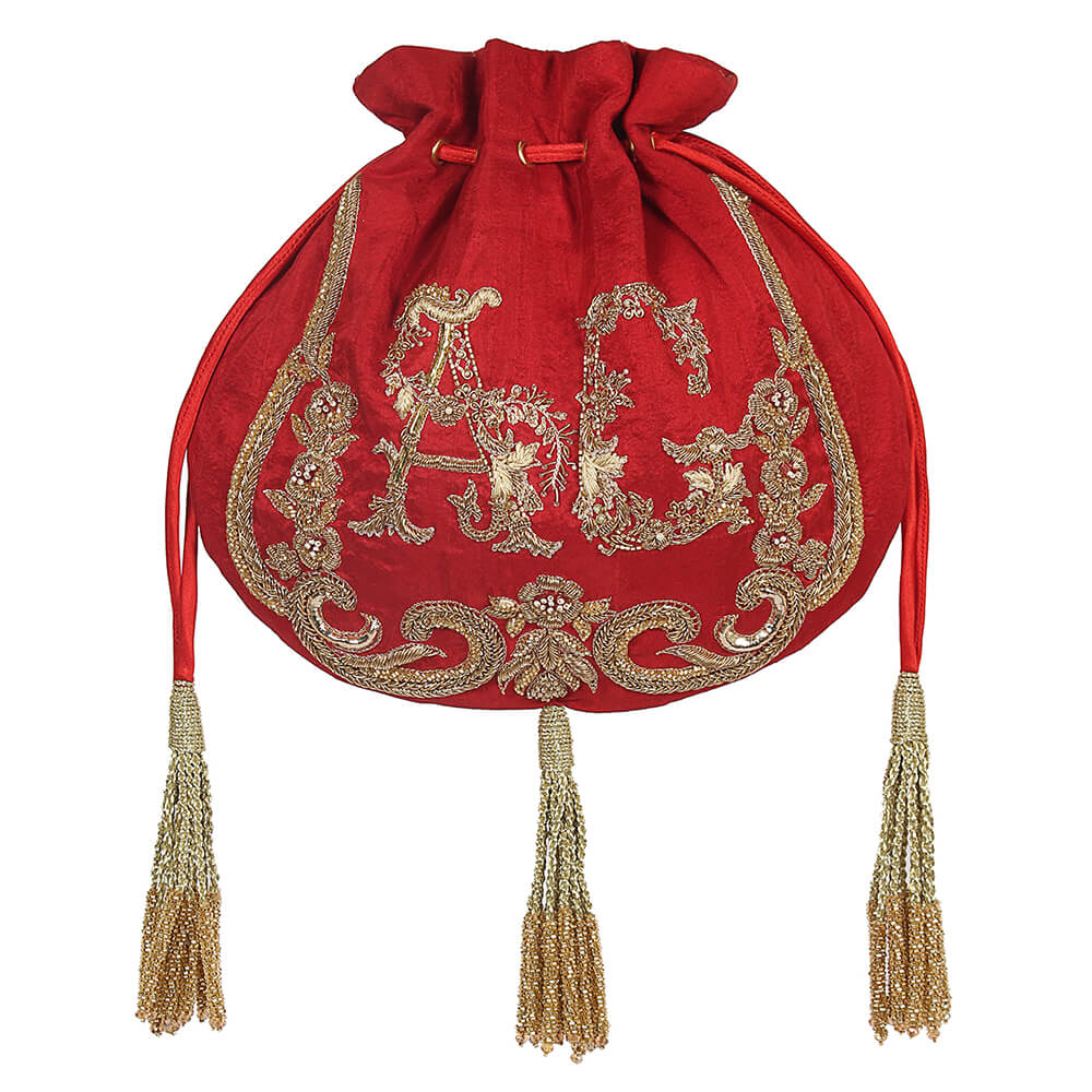 Keepsake Monogram Potli Carnelian Red