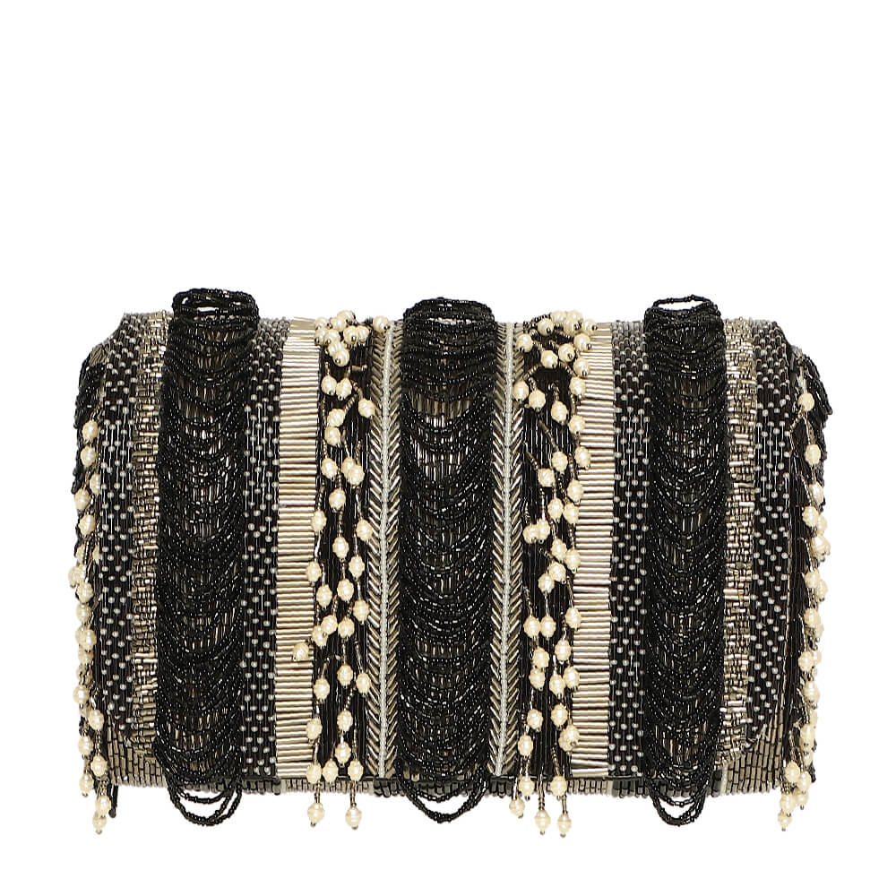 Ruche Flapover Clutch Heritage Black