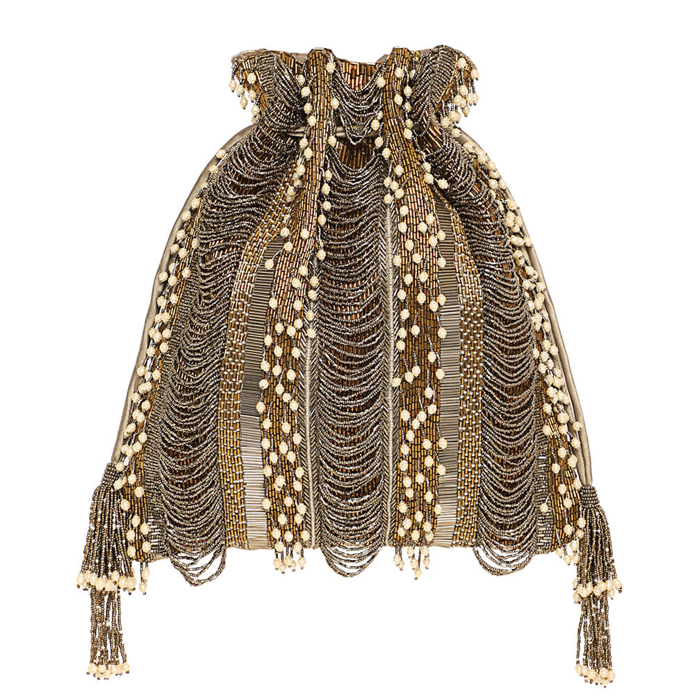 Ruche Potli Antique Gold Antique Silver