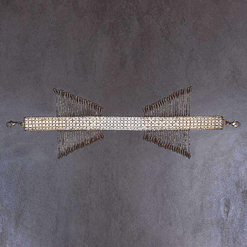 Zoya Flapover Clutch Peerless Gold Lustrous Silver With Handle