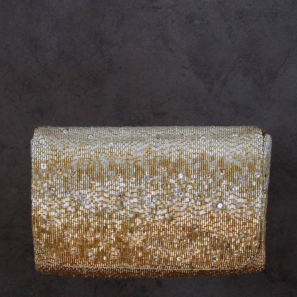 Eclat Flapover Clutch Peerless Gold Lustrous Silver