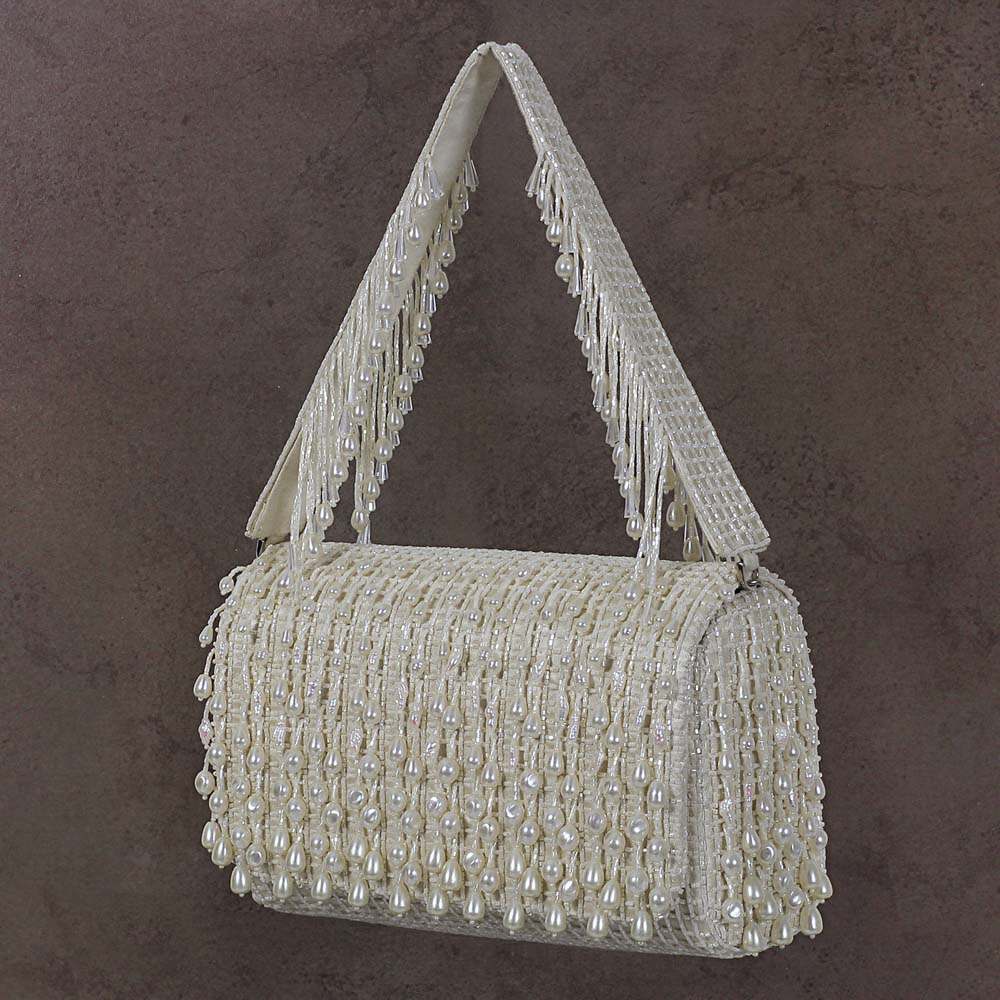 Opal Flapover Clutch Pristine Ivory With Handle