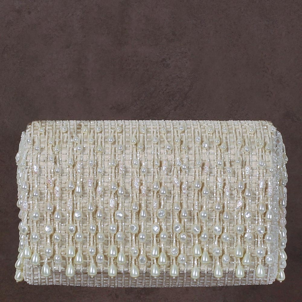 Opal Flapover Clutch Pristine Ivory