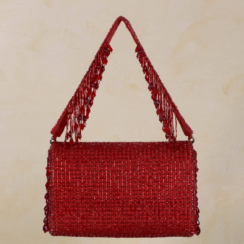 Opal Flapover Clutch Carnelian Red With Handle