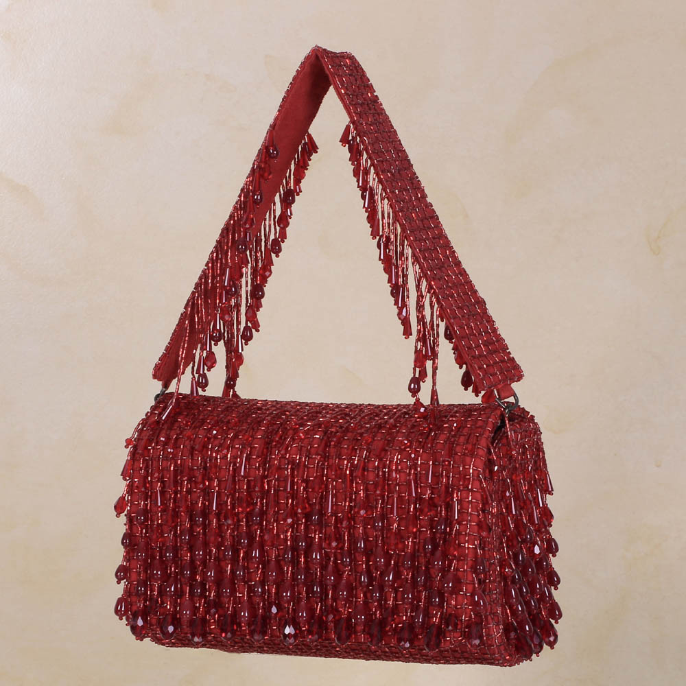 Opal Flapover Clutch Carnelian Red With Handle
