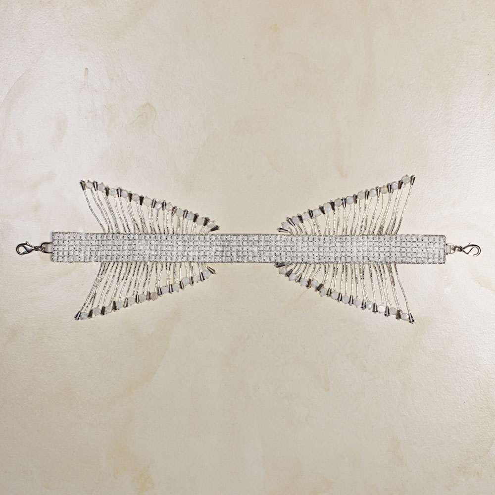 Opal Flapover Clutch Lustrous Silver With Handle