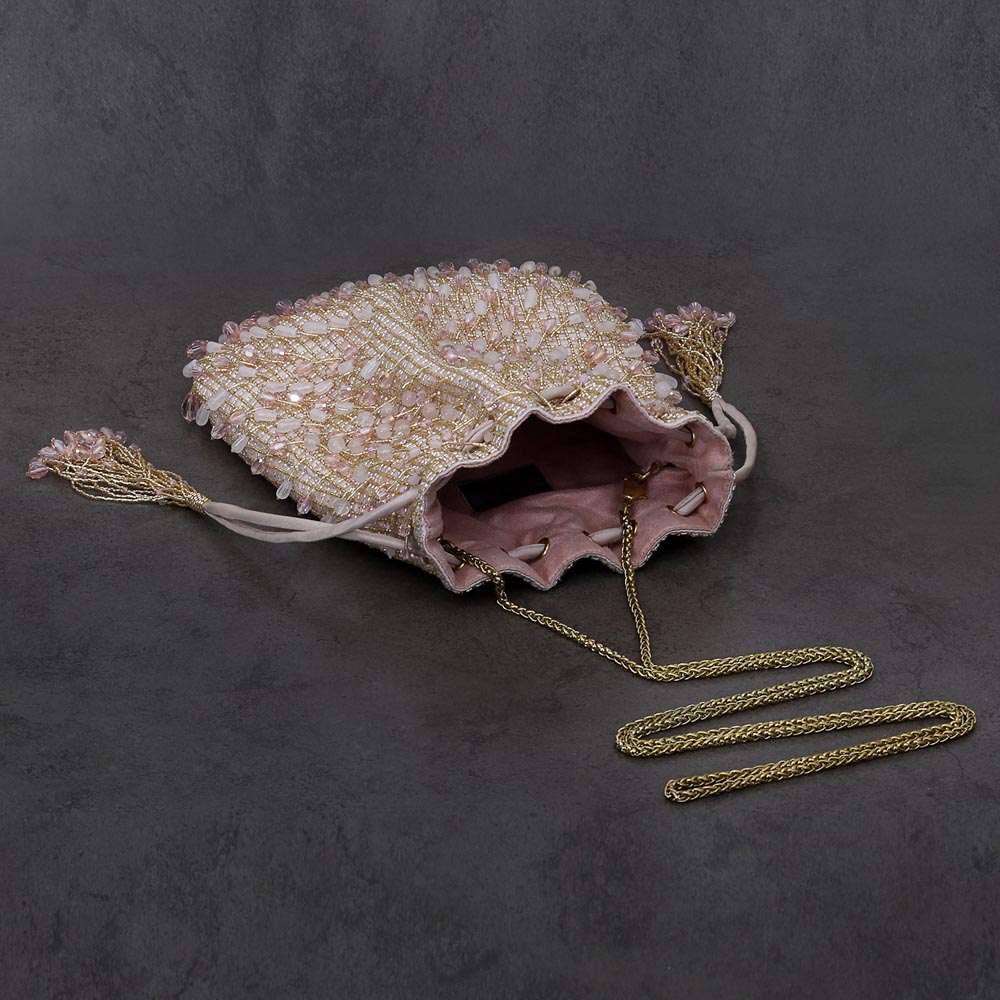 Opal Potli Rose Quartz Pink With Handle