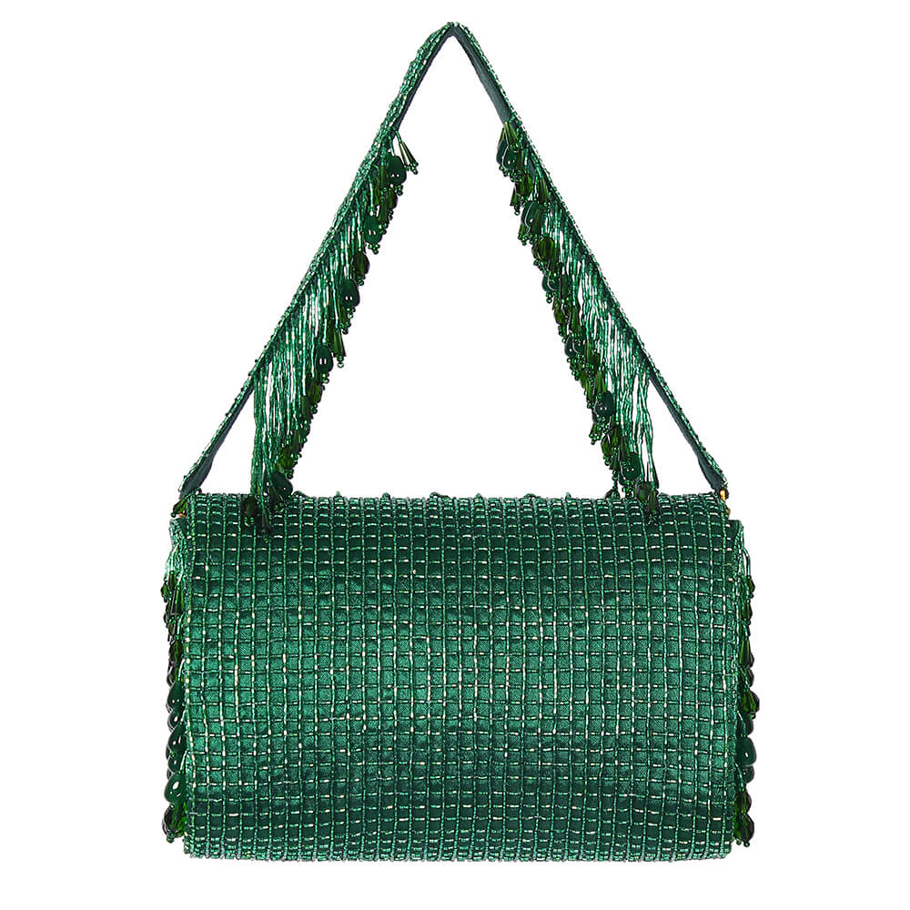 Opal Flapover Clutch Emerald Green With Handle