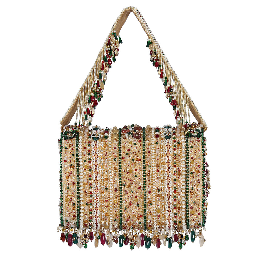 Amara Flapover Clutch Ruby Red Emerald Green MULTI With Handle