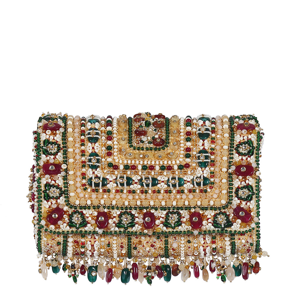Amara Flapover Clutch Ruby Red Emerald Green MULTI