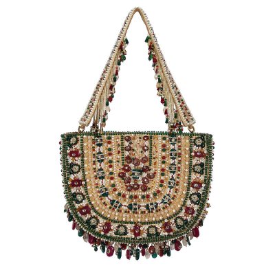 Amara Moon Clutch Ruby Red Emerald Green MULTI With Handle