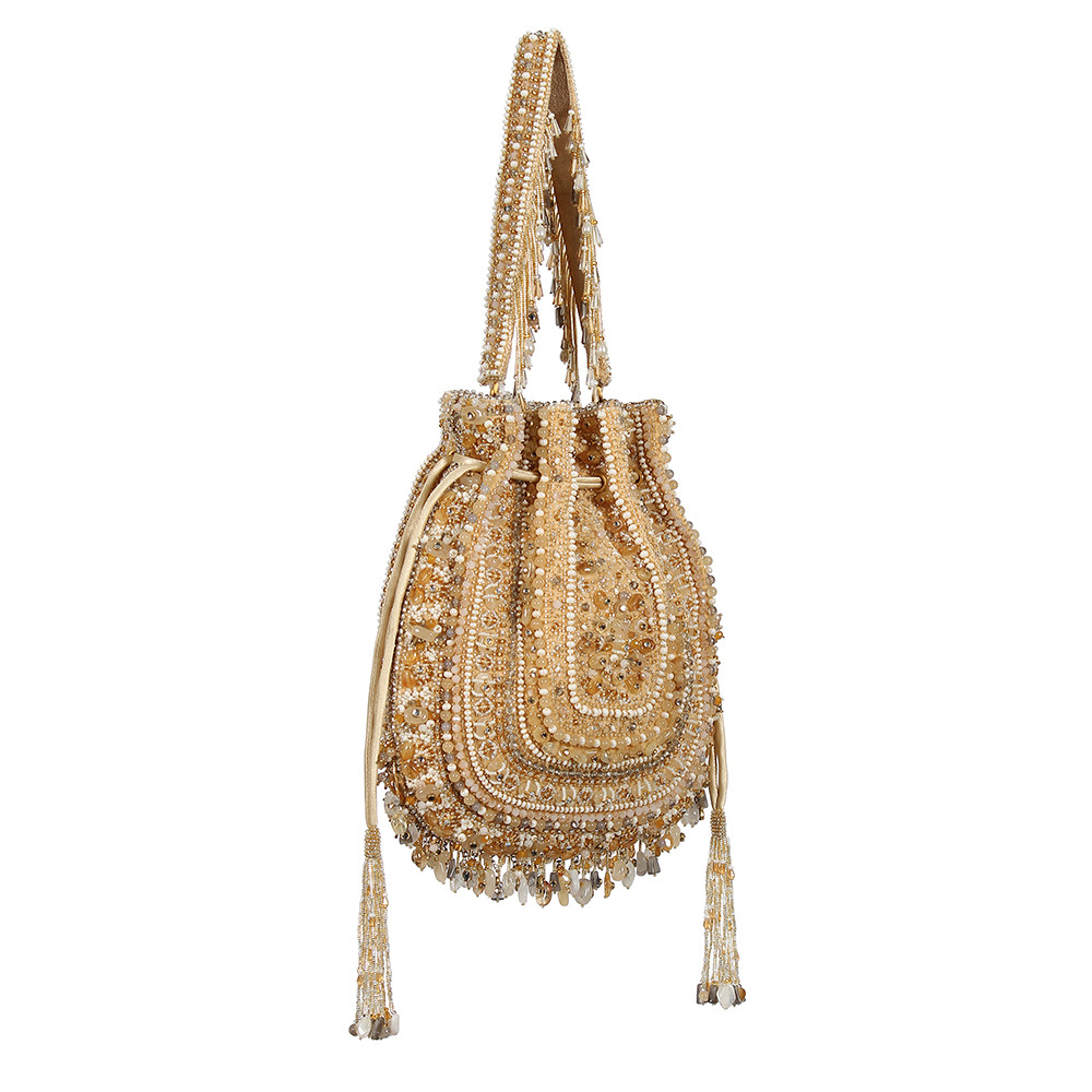 Amara Potli Peerless Gold Lustrous Silver With Handle