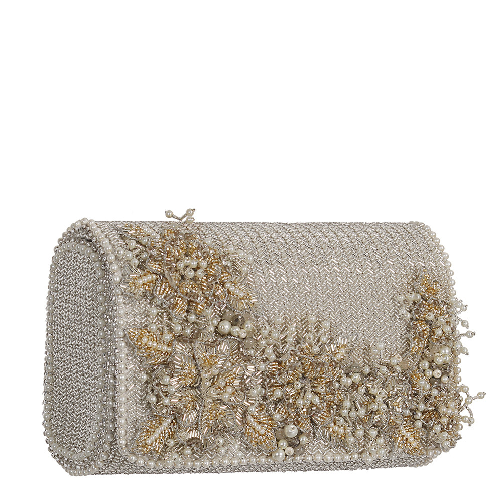 ESME Flapover Clutch Lustrous Silver