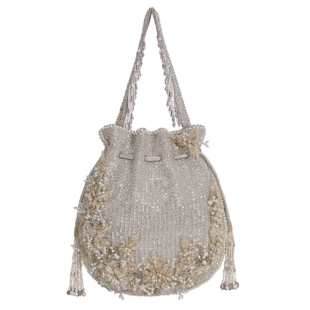 Esme Potli Lustrous Silver With Handle