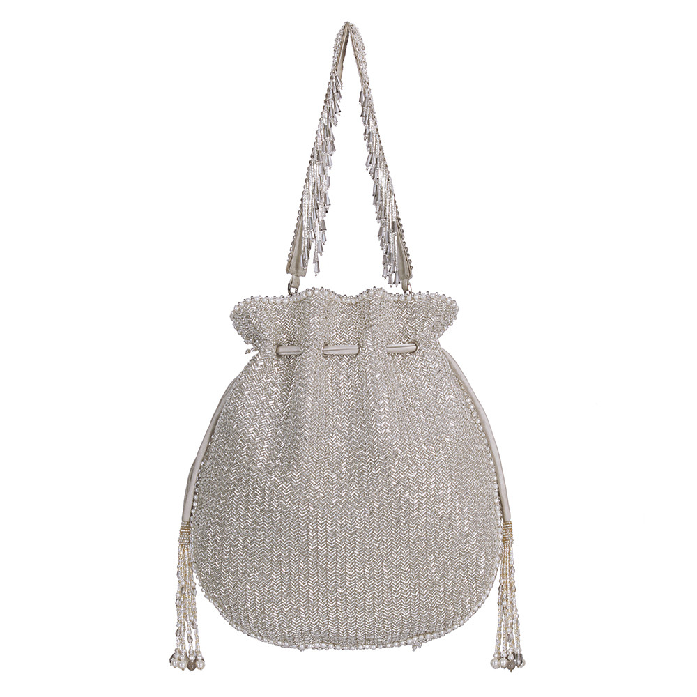 Esme Potli Lustrous Silver With Handle