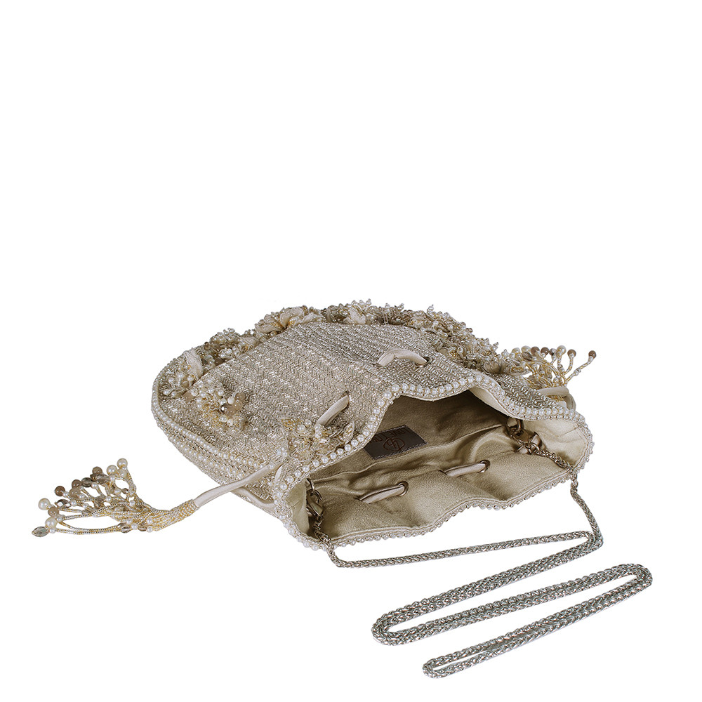 Esme Potli Lustrous Silver With Handle