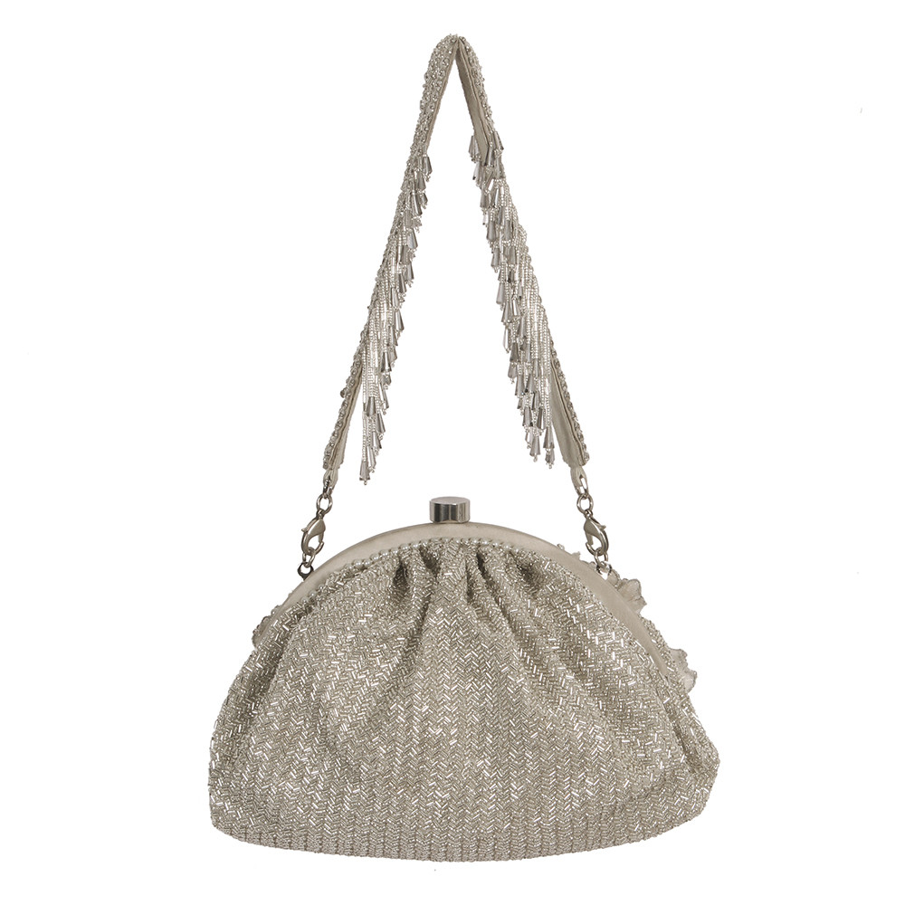 Esme Soft Pouch Lustrous Silver With Handle